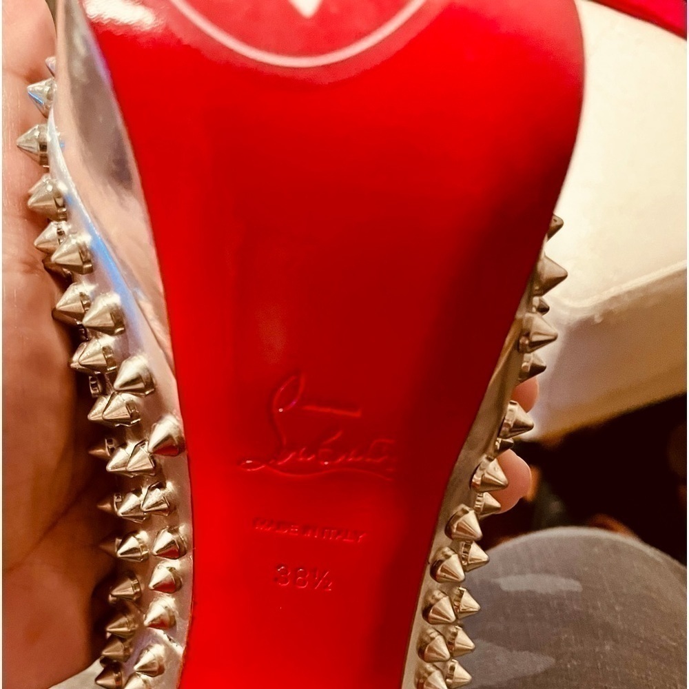 100% Authentic Christian Louboutin “Specchio” Lady Peep spikes. EU 38.5 140mm - Picture 7 of 8
